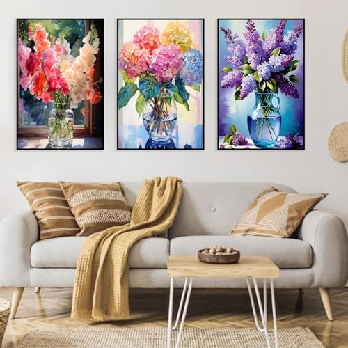 3 Pack Framed Paint by Numbers Flower for Adult with Wooden Easel 8x12 inch - Image 5