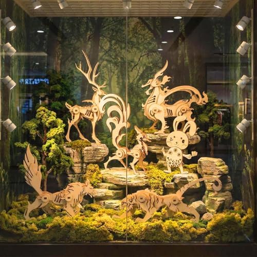3D Wooden Animal Puzzle, Adult DIY Assembly Craft Kit, Paintable Handmade Ornament, Creative Home Decor, 6Pcs Set - Image 2