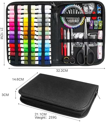 JUNING Sewing Kit with Black Case Portable Sewing Supplies for for Mom Grandma Women Men Teen Girls Boys Adults Beginner, Home Travel, Emergency, 42 Threads, Scissors, Needles, Measuring Tape and More - Image 7