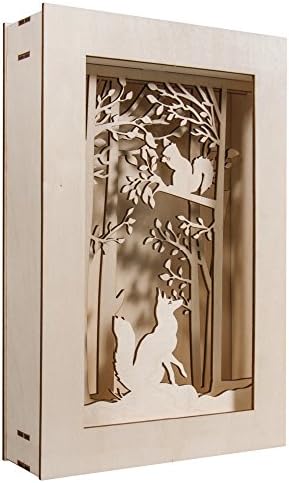 Rayher Shadow Box Building Kit with 3D Forest Scenery, DIY Wood Craft Set, 15 slot-together Pieces, 20x30x6.6cm by Rayher