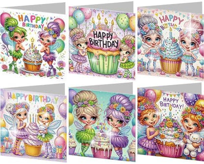 jinglinhh 6pcs Diamond Art Painting Happy Birthday Cupcake Fairy Greeting Cards with Envelopes, DIY Card Making Kits for Adults, Diamond Art Postcards Christmas Cards Craft Gifts by Unknown
