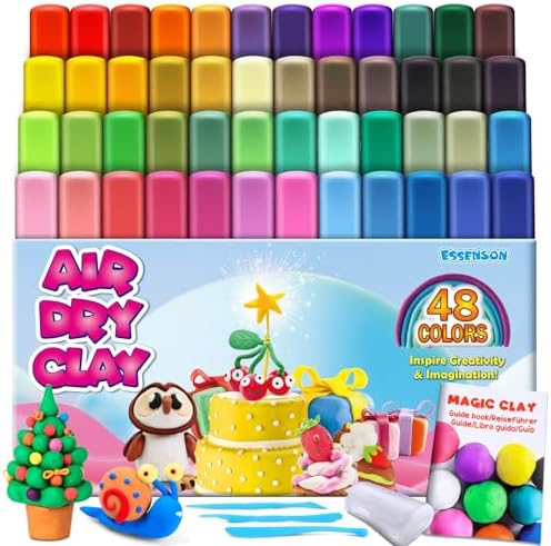 Air Dry Clay, 48 Colors Modeling Magic Clay for Kids by ESSENSON