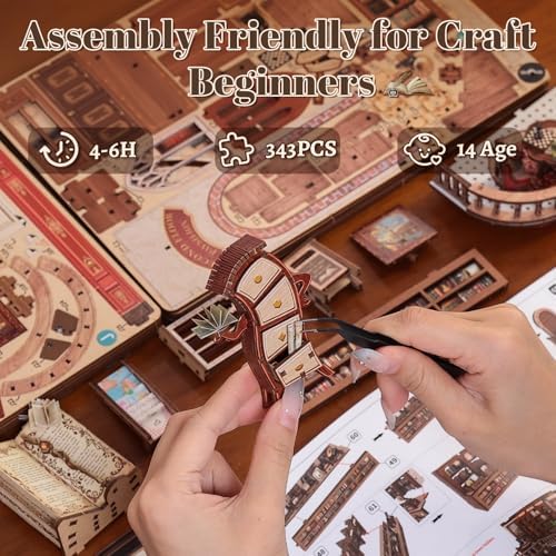 Fsolis Book Nook Kit - 3D Wooden Puzzles for Adults - Image 5