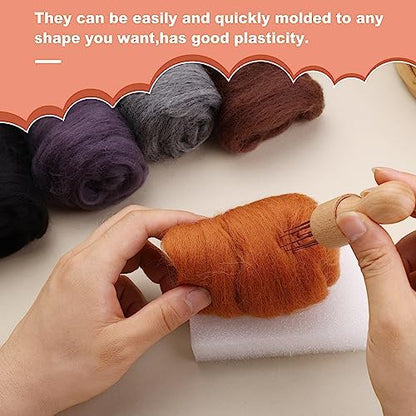 Wonvoc Needle Felting Wool 2.82 OZ, 8 Colors Wool Roving, Winter Dunes - Image 4