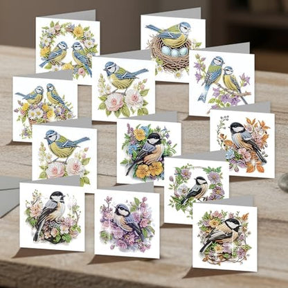 jinglinhh 12pcs Diamond Art Painting Bluebird Flower and Bird Nest Greeting Cards with Envelopes, DIY Card Making Kits for Adults, Diamond Art Postcards Christmas Cards Craft Gifts - Image 7