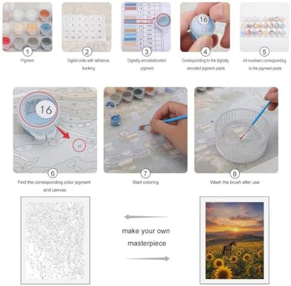 Bozfoxa Paint by Numbers Kit for Adults Beginner Sunflower Horse - Image 3