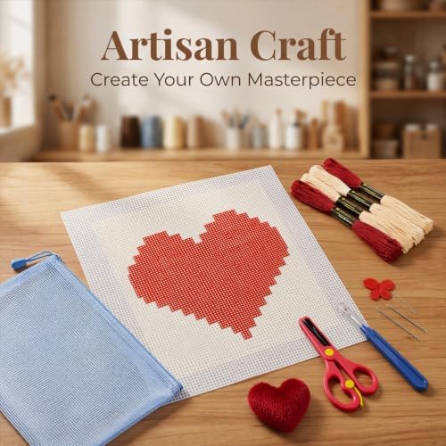 22Pcs Red Heart 18 Mesh Needlepoint Canvas Kit for Beginners Adults - Image 5