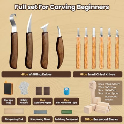 Wood Carving Kit Whittling Kit: 27pcs Wood Carving Tools Set - Image 4