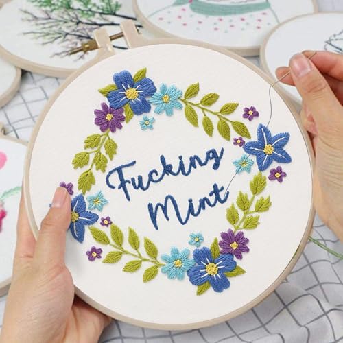 Louise Maelys Funny Flower Wreath Embroidery Kit for Beginners and Adults - Image 5