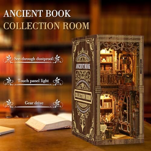 Book Nook Kit - (Classic Edition) - DIY Miniature Wooden Puzzle | Vintage Book Collection Room with LED Lights | 3D Dollhouse Bookend for Bookshelf Decoration | Creative Gifts - Image 3