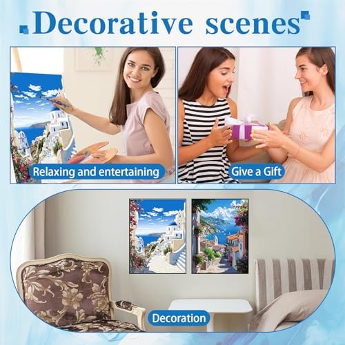 Ycydilirab 4 Pack Framed Paint by Numbers-Seaside Scenery Paint by Number Adult,Landscape Paint by Numbers Framed Canvas with Wooden Easel for Home Wall Decor (8x12 inch) - Image 6