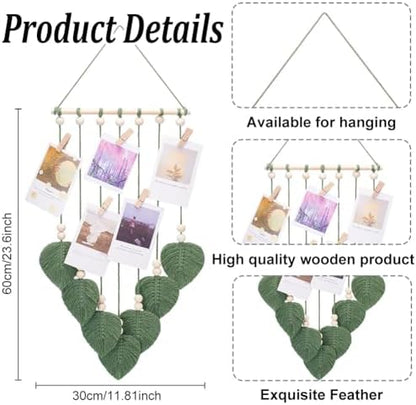 FREEBLOSS Macrame Leaves Kit: Woven Leaf Wall Hanging & Photo Holder - DIY Macrame Kit for Adults - Boho & Modern Farmhouse Style - Image 3