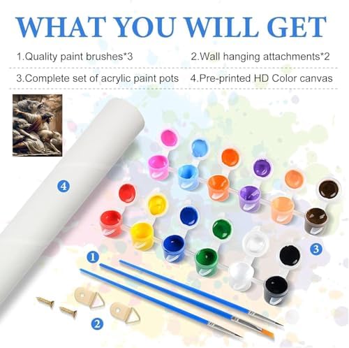 KYOQFVN Jesus and Wolf Paint by Numbers for Adults - DIY Adult Paint by Number Kit on Canvas, Easy Acrylic Painting Kits for Home Wall Decor 16x20 Inch（Without Frame） - Image 3