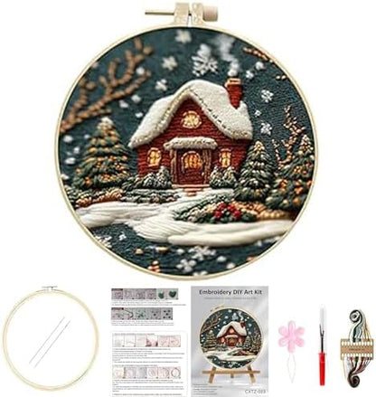 Huacan Embroidery Kit for Beginners Adults, Easy Needlepoint Kits for Adults with Stamped Embroidery Patterns. (House) by Home