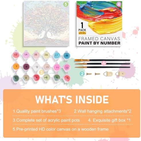 Framed Paint by Numbers Kit for Adults Beginners, Tree of Life - Image 6