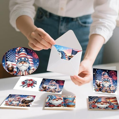 FRANDEK 6pcs Flag Gnome DIY Diamond Art Painting Greeting Cards for Adults - Image 6