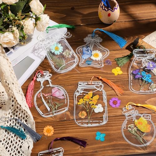 TaoBary 152 Pcs Dried Flower Bookmark Set DIY with Tassels, Rainbow Color - Image 7