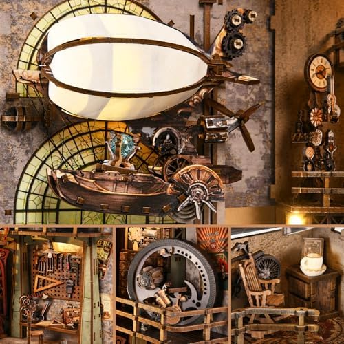 Book Nook Kit - DIY 3D Wooden Puzzle Bookend with LED Lights, Miniature Dollhouse Bookshelf Decor for Adults,Uncle Peter's Warehouse - Image 6