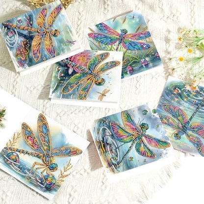 6 Pcs 5D Diamond Painting Greeting Cards Kits Dragonfly, Handmade Festival Greeting Cards with Envelopes DIY Diamond Art Crafts Birthday Cards Shimmer Design for Birthdays Holidays (30x15cm) - Image 5