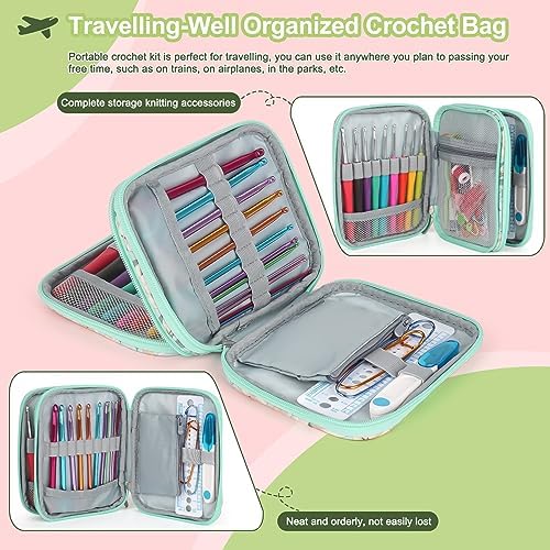 Katech Crochet Hooks Set with Crochet Case, 73 pcs Knitting Accessories Ergonomic Crochet Hook for Making Bag, Glovers, Sock, Colorful Soft Handle Knitting Needles Kits DIY Hand Tool - Image 3
