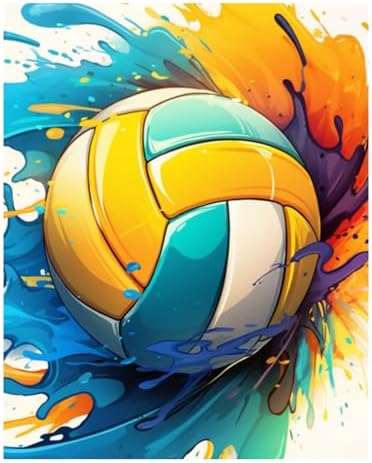 Reivworl Volleyball Paint by Numbers Kit for Adults Beginner, 16" Wx20 L Volleyball Paint by Number for Adult, Acrylic Painting Kits with Canvas for Gifts and Wall Decor by Reivworl