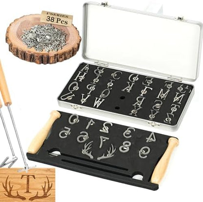 38Pcs Mini 1" Branding Irons, Alphabet & Number Set, A-Z & 0-9 by Unknown
