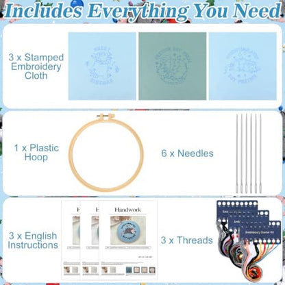 Mindsoft 3 Set Needlepoint Kit for Beginners with Hoop,Christmas Possum - Image 3