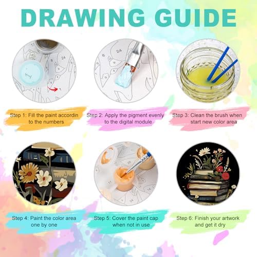 Framed Paint by Numbers Kit for Adults, Books & Wildflowers, 8 x 12 Inch - Image 6