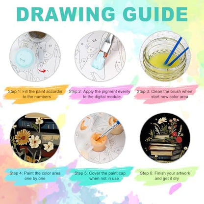 Framed Paint by Numbers Kit for Adults, Books & Wildflowers, 8 x 12 Inch - Image 6