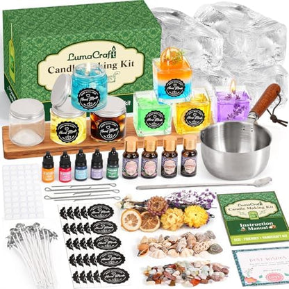 LumaCraft Clear Gel Wax Candle Making Kit – 4.4LB Transparent Jelly Wax with Boutique Fragrance Oils, Dyes, Glass Jars, Wicks & Decor Supplies, Luxury Complete DIY Starter Kit for Beginners & Adults by Unknown