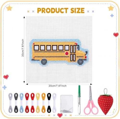 XunYee Needlepoint Canvas Kit, School Bus - Image 2