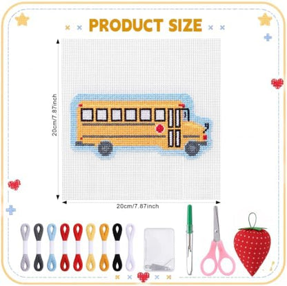 XunYee Needlepoint Canvas Kit, School Bus - Image 2