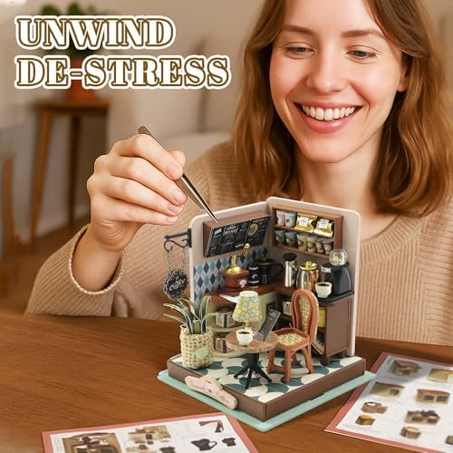 Kisoy DIY Miniature House Kit, Tiny House Building Kit with Furniture and LED Light for Adults and Teens, DIY Mini House Craft Kit, Decorations/Gifts for Family and Friends (Meet Cafe) - Image 4