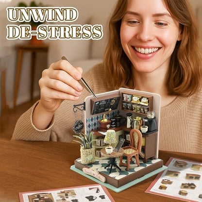 Kisoy DIY Miniature House Kit, Tiny House Building Kit with Furniture and LED Light for Adults and Teens, DIY Mini House Craft Kit, Decorations/Gifts for Family and Friends (Meet Cafe) - Image 4