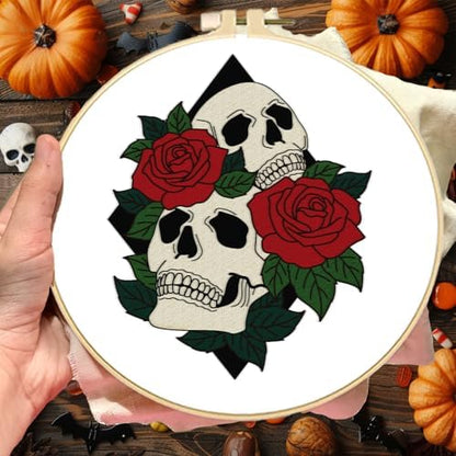 BEUNITONE 4 Set Halloween Skull Embroidery Kit for Beginners Include Hoops - Image 5