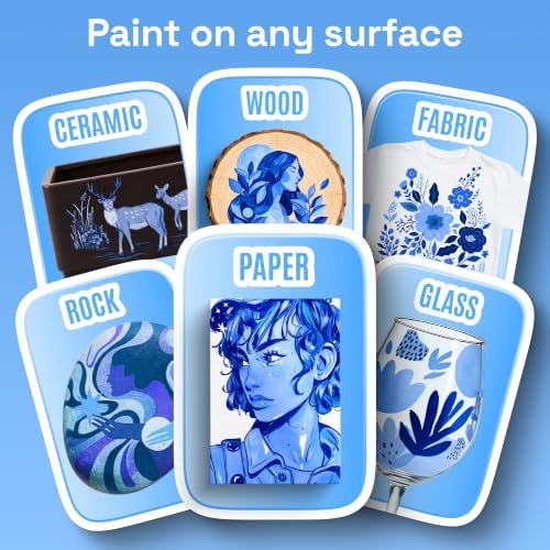 ARTISTRO Blue Tones Dual-Tip Acrylic Paint Marker Pens - Set of 12 - Image 4