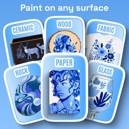 ARTISTRO Blue Tones Dual-Tip Acrylic Paint Marker Pens - Set of 12 - Image 4