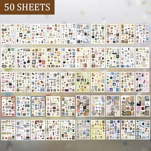 1300+ PCS Vintage Cute Scrapbook Sticker Book, 50 Sheets Retro & Ins Little Object Theme Korean Stickers for Scrapbooking, Art Scrapbook Supplies for Adults Teens Women Girls Junk Journal Journaling - Image 2