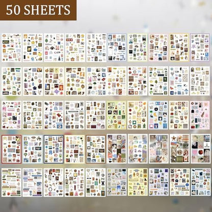1300+ PCS Vintage Cute Scrapbook Sticker Book, 50 Sheets Retro & Ins Little Object Theme Korean Stickers for Scrapbooking, Art Scrapbook Supplies for Adults Teens Women Girls Junk Journal Journaling - Image 2