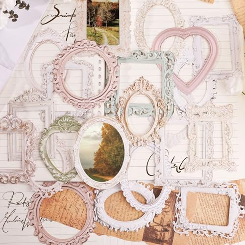 40Pcs Scrapbook Supplies Decoration Papers, Lace Frames Junk Journal Supply by KEIVIWO