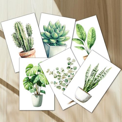 6 Pack Plant Paint by Numbers Kit for Adults Beginners 8x12 Inch, Potted Green Plant Paint by Number Kits on Canvas Without Frame, Easy DIY Acrylic Painting by Numbers for Home Wall Decor Gift - Image 2