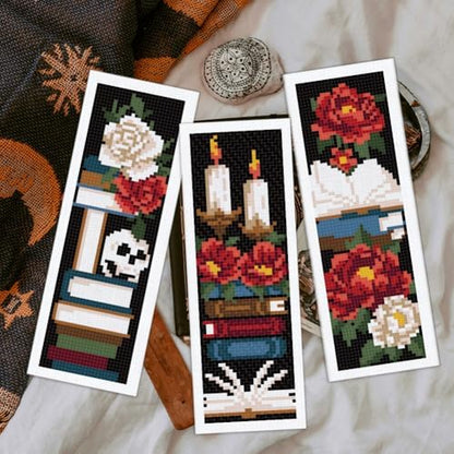 ORIGACH 6 Set Gothic Flower Cross Stitch Bookmark Kit for Beginner - Image 5