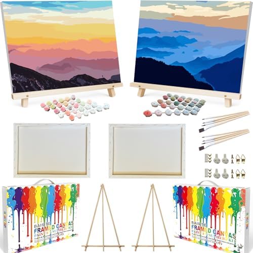BAISITE Paint by Numbers Kit for Adults,16" Wx20 L 2 Pack Canvas for Painting Kits for Adults in Colorful Box 205206 Already Framed by PaintbyNumbersKitsforAdults