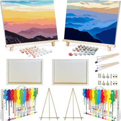 BAISITE Paint by Numbers Kit for Adults,16" Wx20 L 2 Pack Canvas for Painting Kits for Adults in Colorful Box 205206 Already Framed by PaintbyNumbersKitsforAdults