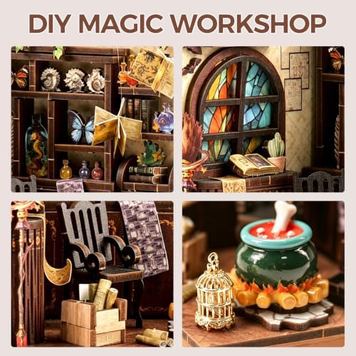 Book Nook Kit – DIY Miniature House Kit, Book Nook Kits for Adults, 3D Wooden Puzzle Craft Workshop Scene, Bookshelf Decor Insert, Home Office & Study Room Gift - Image 6