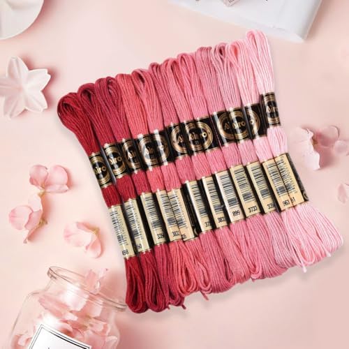 12 Skeins 105 Yards Gradient Red Embroidery Floss Cross Stitch Threads Polyester Knit String Friendship Bracelet Yarn for Sewing Making Jewellery Making Holiday Decorations DIY Projects - Image 3