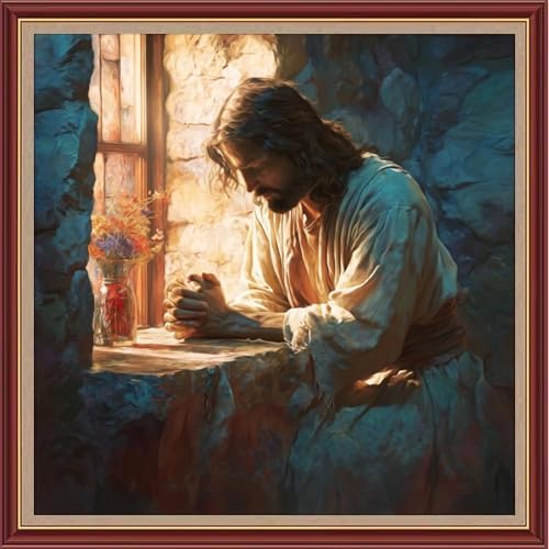 Dooxvey Cross Stitch Kits for Adults Beginners,Full Range of Cross-Stitch Stamped Kits Needlepoint Kits for Beginners Embroidery Kits 11CT Cross Stitch Patterns-Jesus' Prayer 18x18 inch by DooxveyStampedEmbroideryKit