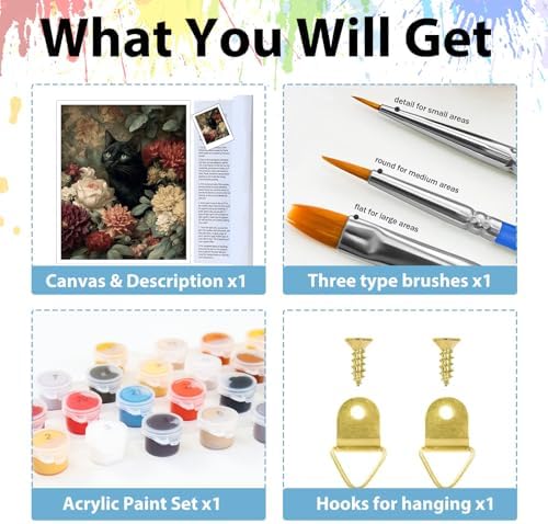 Cat Paint by Numbers Kit for Adults, Adult Paint by Number Kits 16x20 in - Image 6