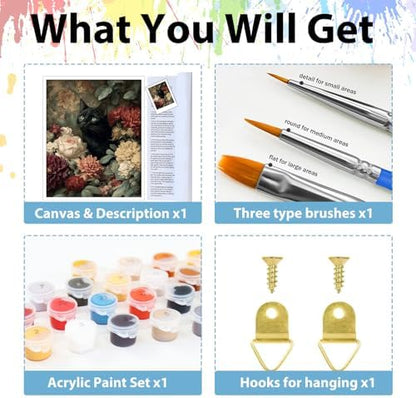 Cat Paint by Numbers Kit for Adults, Adult Paint by Number Kits 16x20 in - Image 6