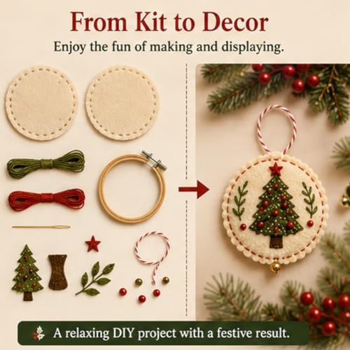 DIY Felt Christmas Ornament Kit - Create Handmade Holiday Decorations - Image 7
